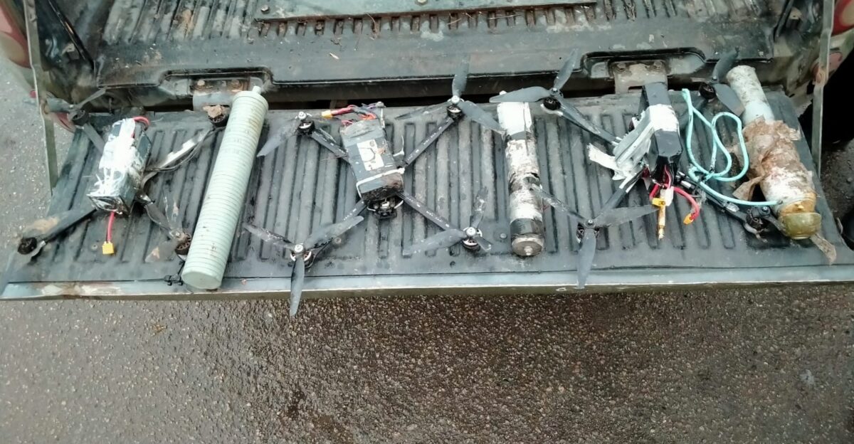 Drones with explosives sent by Russian troops to Nikopol district of Dnipropetrovsk region of Ukraine and landed by Ukrainian military On February 9 2024 Ukrainian police explosives experts neutralized 4 such drones