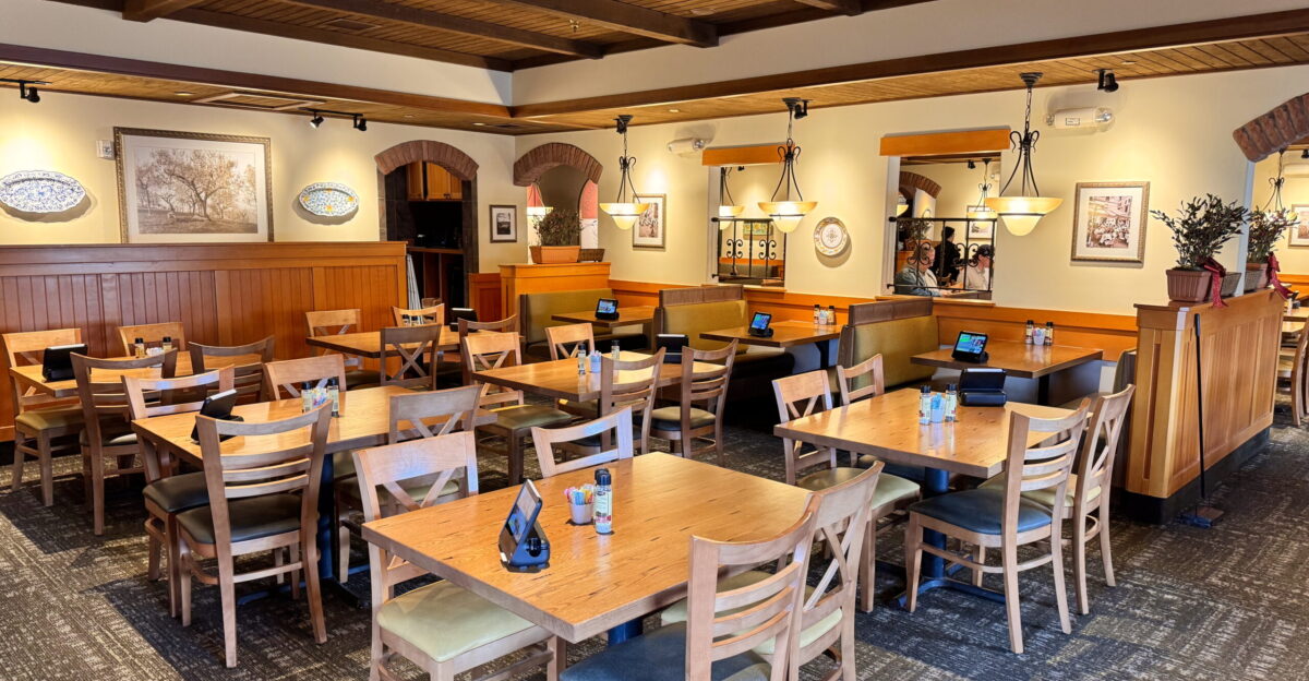 The interior of an Olive Garden restaurant California Maryland