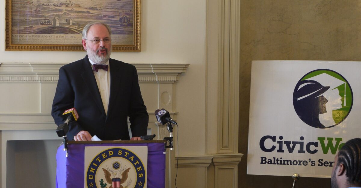 Tom Cassidy vice president of Government Relations and Policy at the National Trust for Historic Preservation CAPP Act Announcement at Clifton Mansion