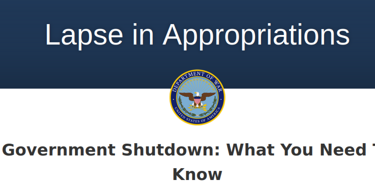 US Department of War 2025-10-03 shutdown notice