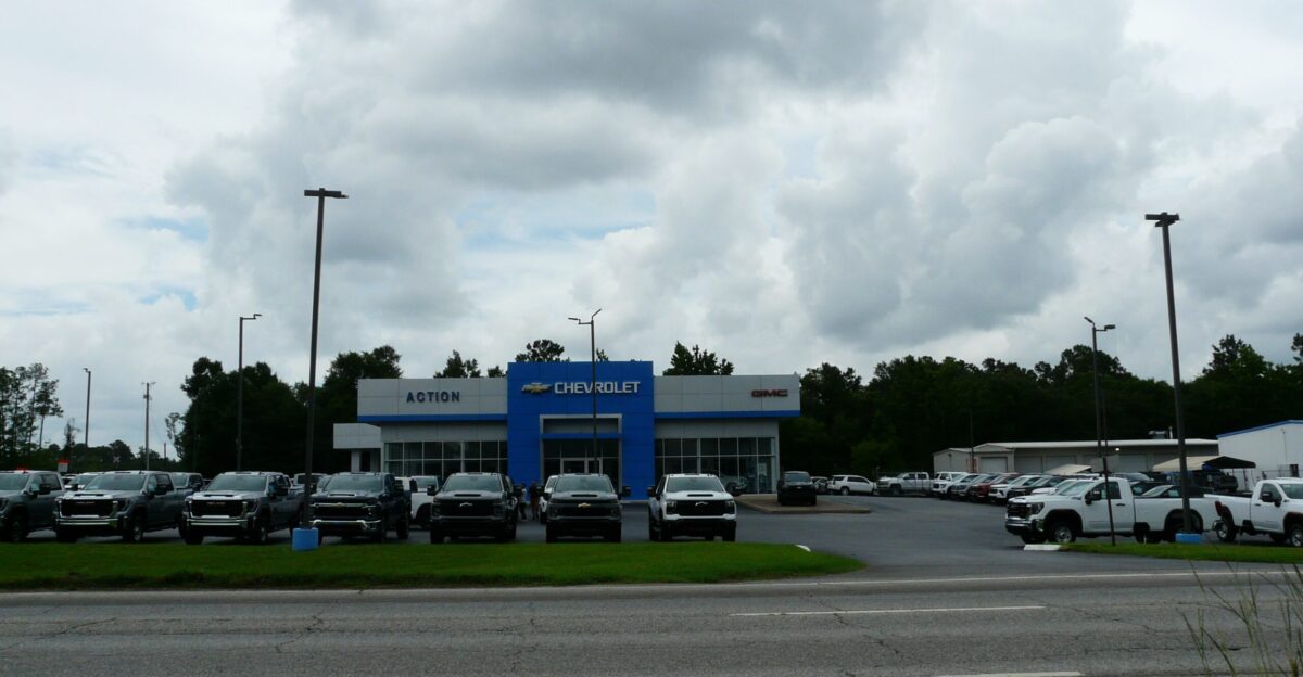 Action GM of Bainbridge aka Action Chevrolet-GMC on U S Route 84 on the eastern side of Bainbridge Georgia at Whigham Dairy Road