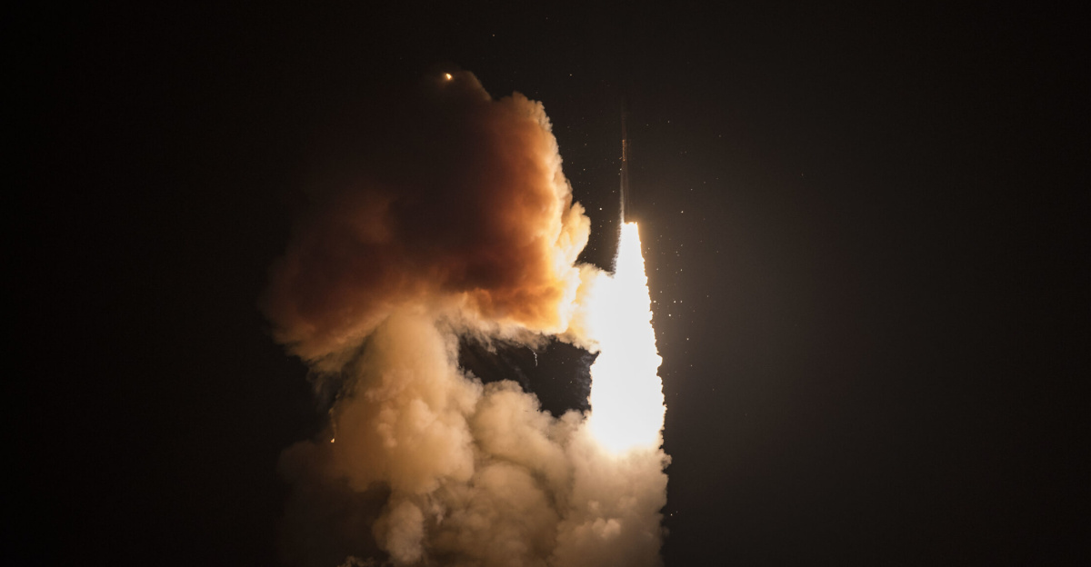 An unarmed Minuteman III intercontinental ballistic missile launches during a developmental test at 12:33 a.m. Pacific Time Wednesday, Feb. 5, 2020, at Vandenberg Air Force Base, Calif. (U.S. Air Force photo by Airman 1st Class Hanah Abercrombie)