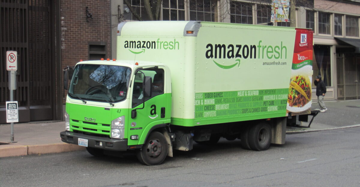 Amazon Fresh truck in Pioneer Square