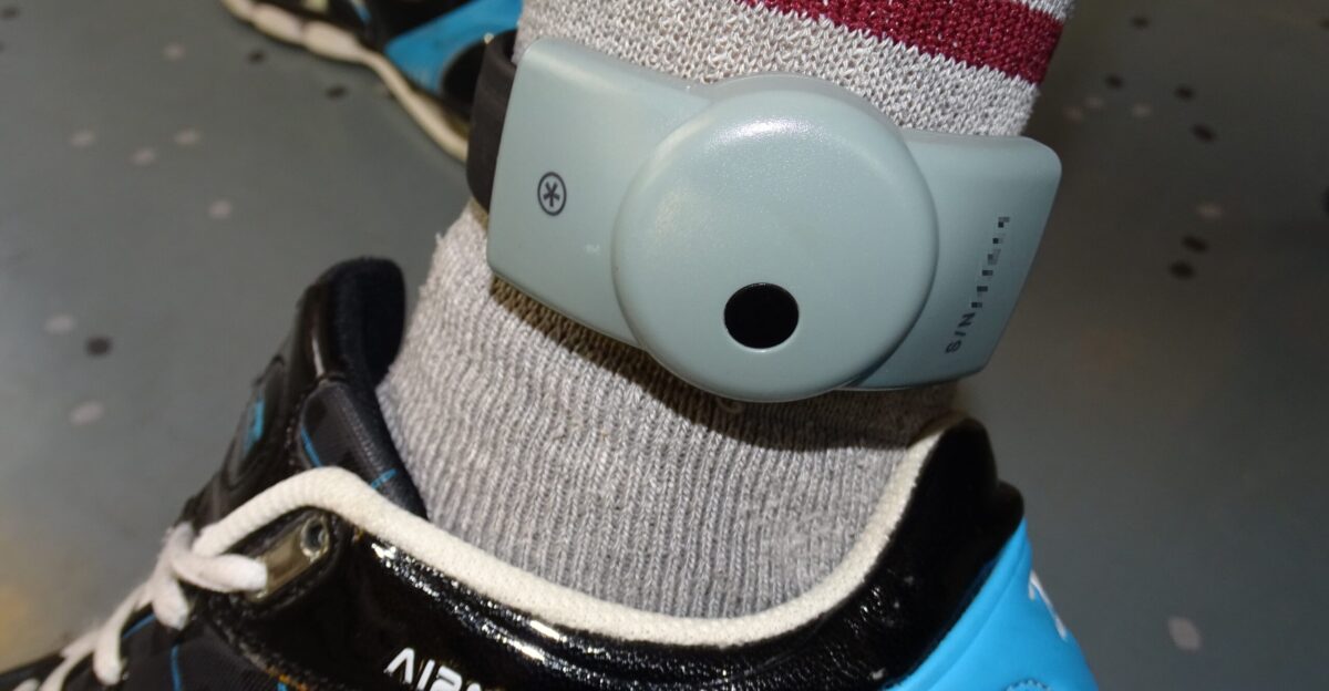 Electronic location-tracking device worn around the ankle