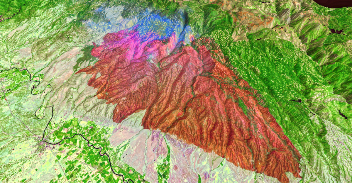 Contains modified Copernicus Sentinel data [2024], processed by <a rel="nofollow" class="external text" href="https://twitter.com/Pierre_Markuse">Pierre Markuse</a>
<p>3D view of the Park Fire and its burn scar, California, USA - August 1st, 2024
</p><p>Image is about 100 kilometers wide
</p>
Follow me on <a rel="nofollow" class="external text" href="https://twitter.com/Pierre_Markuse">X!</a> and <a rel="nofollow" class="external text" href="https://mastodon.world/@pierre_markuse">Mastodon!</a>