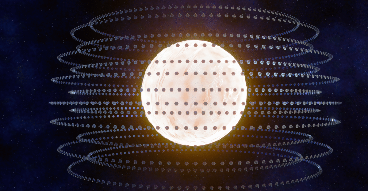 A Dyson sphere a colossal structure encompassing a star could harvest its energy for diverse purposes powering civilization interstellar travel or even creating artificial worlds