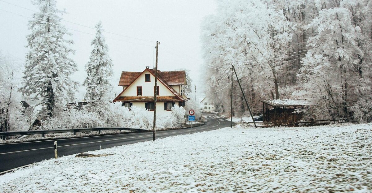 winter road cold ice driving home farm landscape weather nature travel forest season snow transportation outdoor mountain country dangerous freeze scene frozen rural safety icy highway