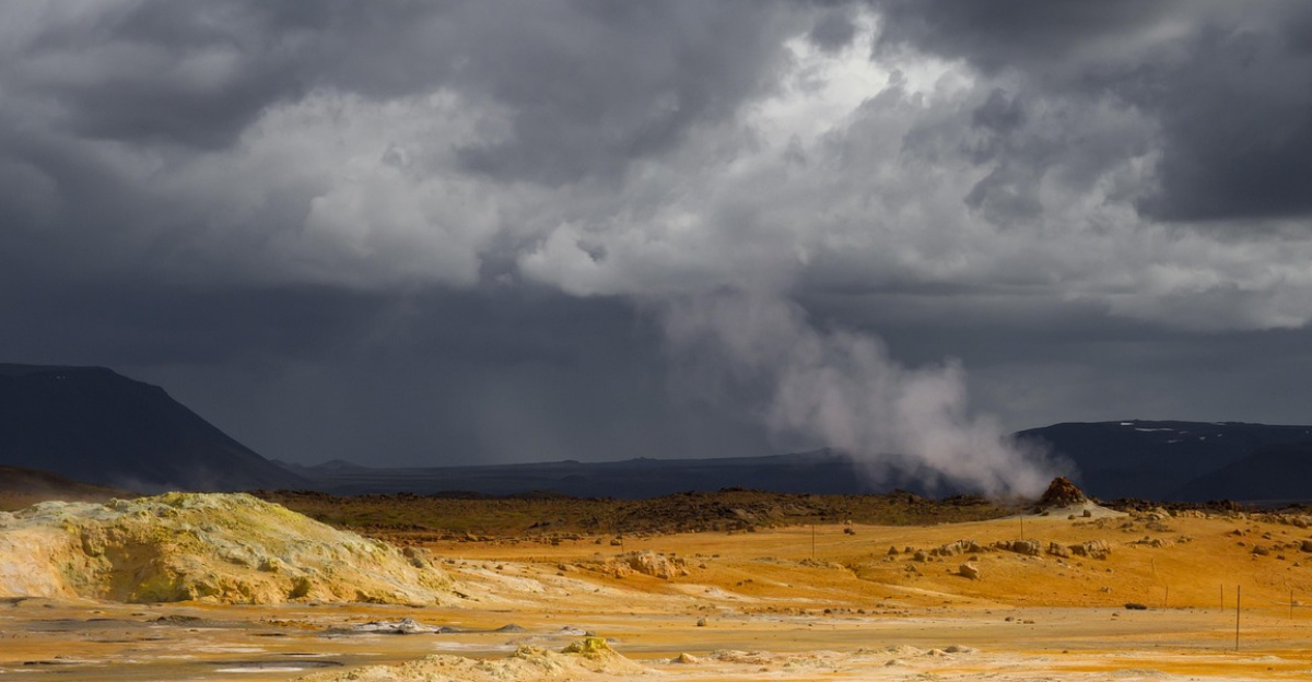 sulfur, volcanic rock, sulfur vapor, landscape, iceland, nature