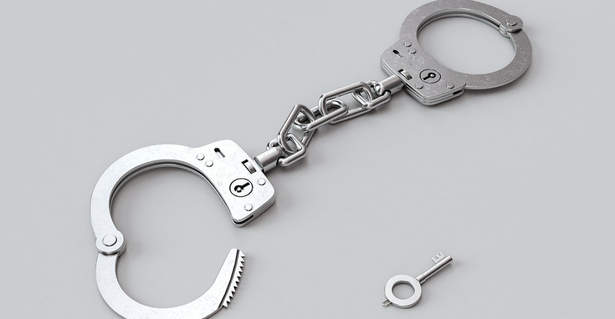 handcuffs, shackles, guilty, sentence, locked, trapped, prison, arrest, unlocked, custody, inside, out, judgement, justice, jail, sm, seduction, sensuality, temptation, fetish, background, clean, gray prison, gray clean