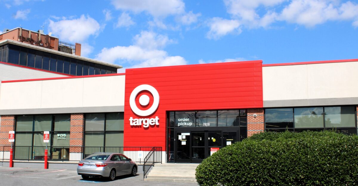 This is a small footprint Target Store at Georgia and Eastern Avenues NW in Washington D C This is the view from the parking lot opposite the street side