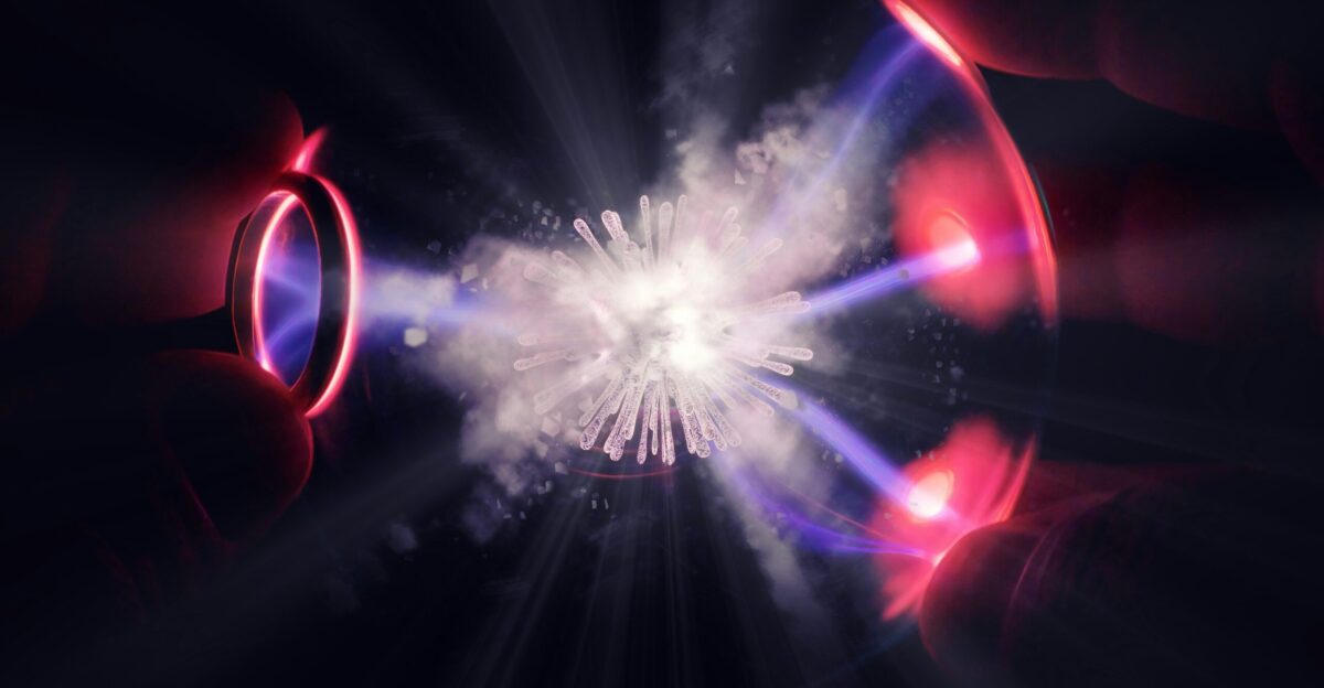 blue and red light in dark room