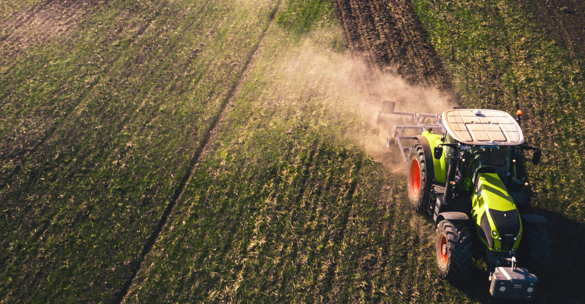 green and white tractor on green grass field during daytime