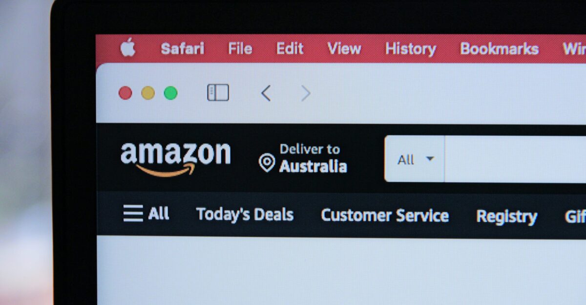 a computer screen with the amazon logo on it