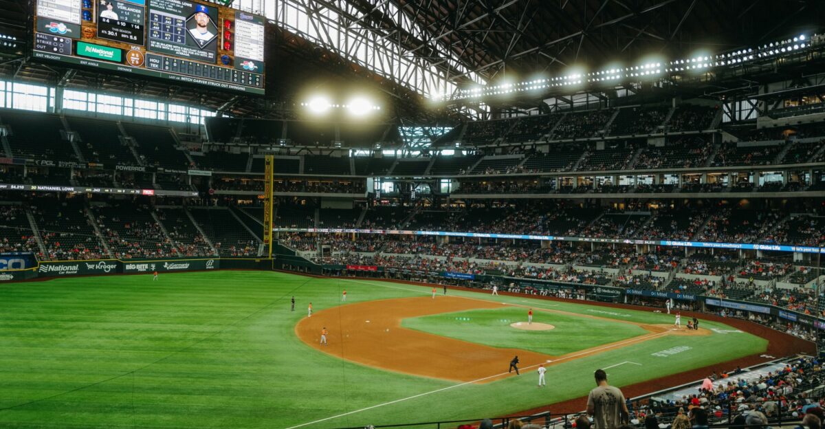 a baseball stadium with a full crowd