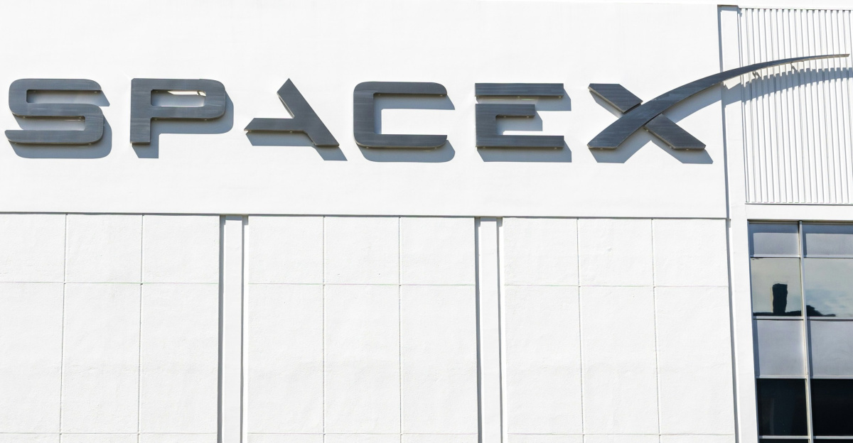 a building with a sign that says spacex on it