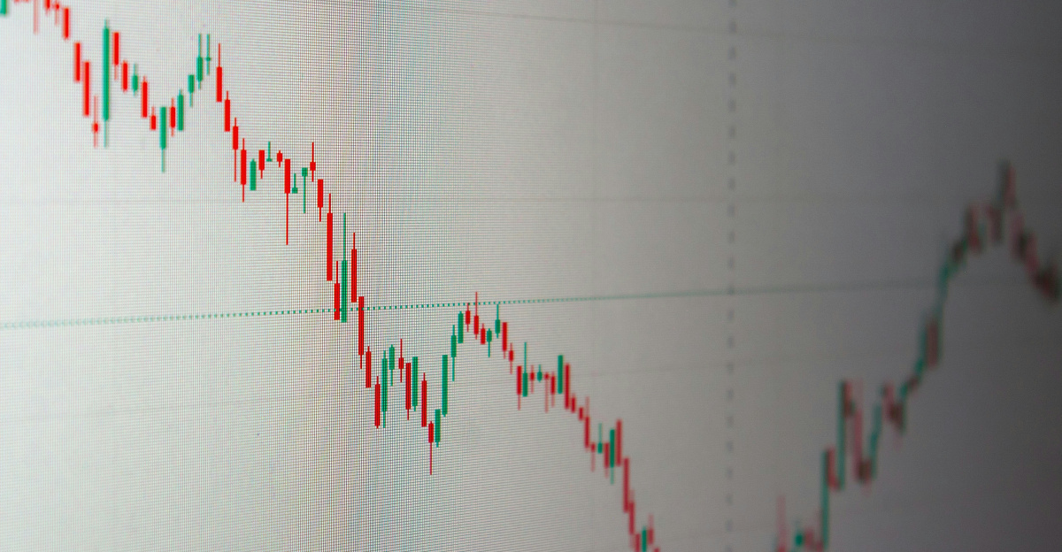 Stock market chart shows a downward trend.