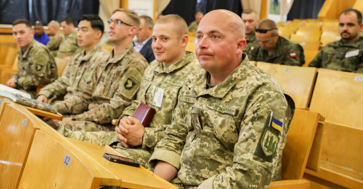 Task Force Carentan 2nd Brigade Combat Team 101st Airborne Division Air Assault and fourteen allied and partnered nations conducted the final planning conference for the upcoming Rapid Trident 2019 July 15-19 Yavoriv Ukraine U S Army photo by Sgt Justin Navin