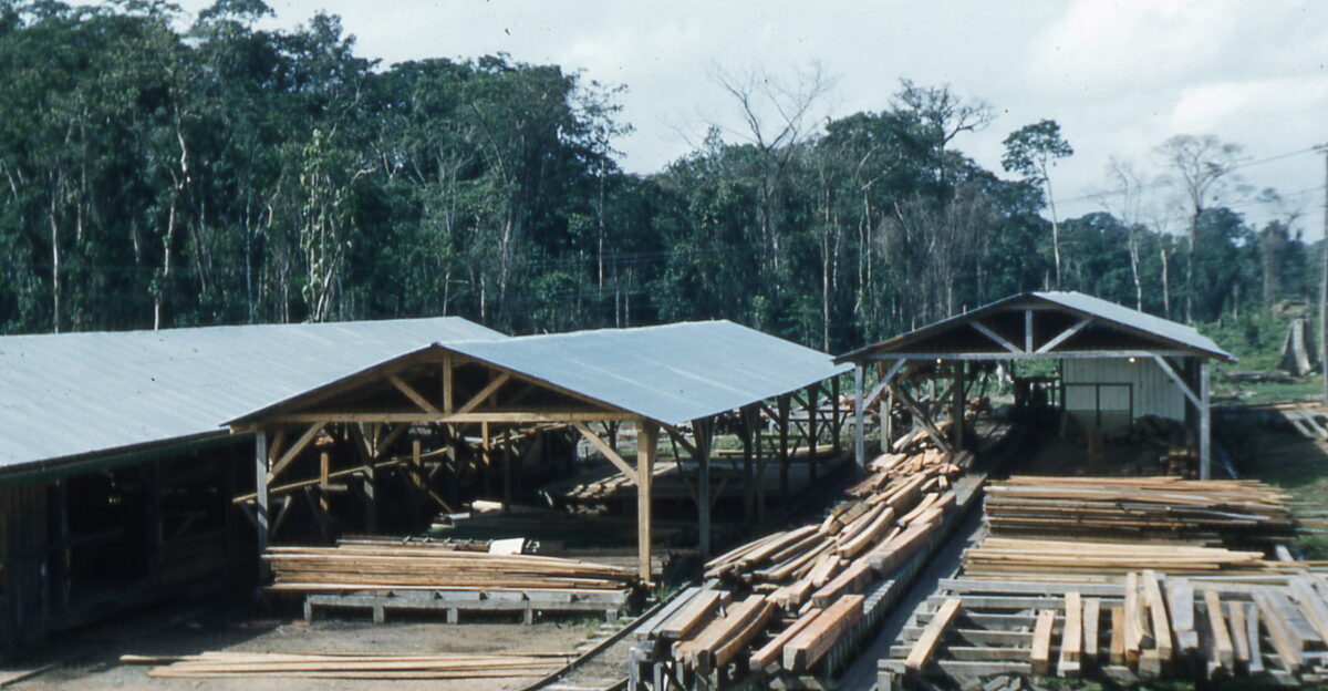 View of sawmill at Rosita Mine part the complex of mines operated by the La Luz Gold Mine company 1936-1968 The town of Siuna Nicaragua was the site of La Luz Mining company which was active from 1936 to 1968 There was migration from other areas of the country to work in the gold mine during these years including people from the coast and indigenous groups The mine was shut down in 1968 due to damage of the Ei River Hydro Electric Plant 1