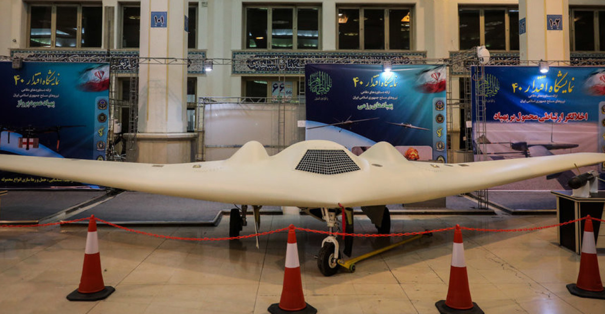 Shahed 171 drone. This picture was taken at the Eqtedar 40 defence exhibition in Tehran.