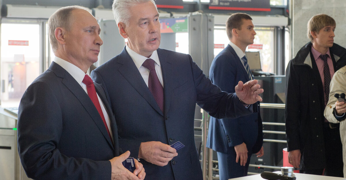 Vladimir Putin and Sergey Sobyanin in opening of Moscow Central Ring