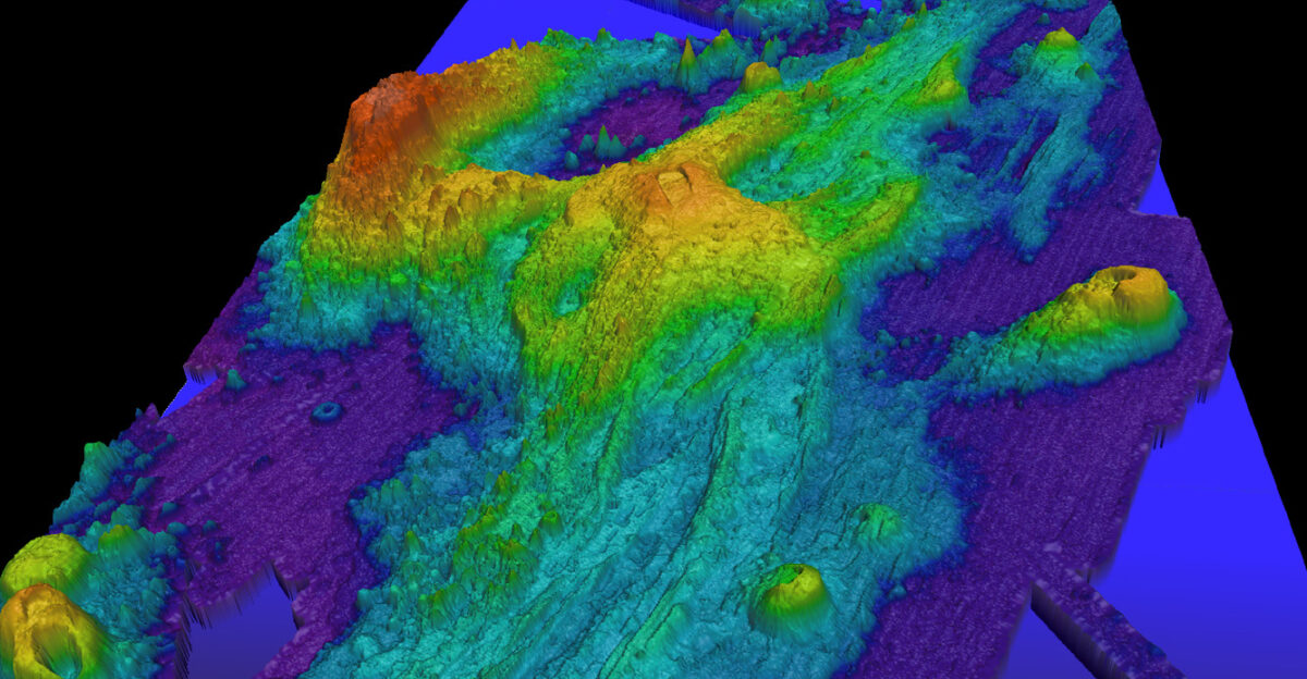 Exaggerated swatch bathymetry of Axial Seamount