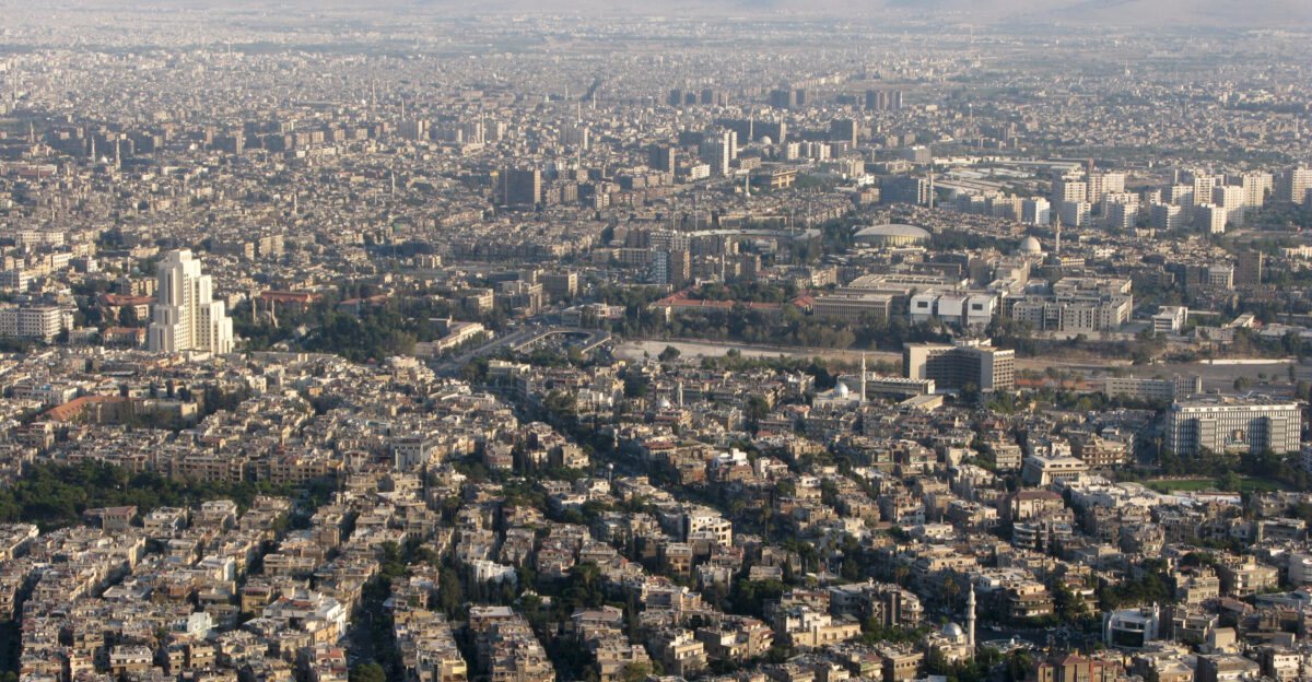 Damascus was built in a strategic site on a plateau 680 m above sea level and about 80 km inland from the Mediterranean Damascus Syria