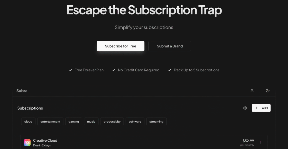 Easily the best Subscription Tracker for me Dockerized Local