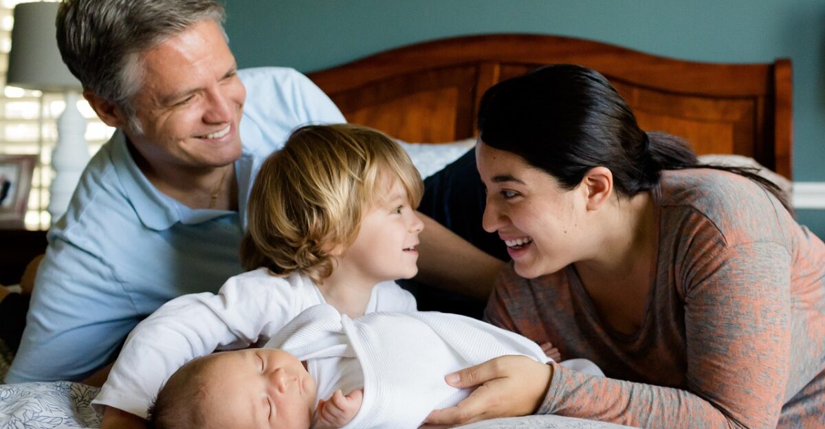 happy easter family kids baby newborn together happy mother father siblings infant bedroom togetherness children offspring child boys parent parenting