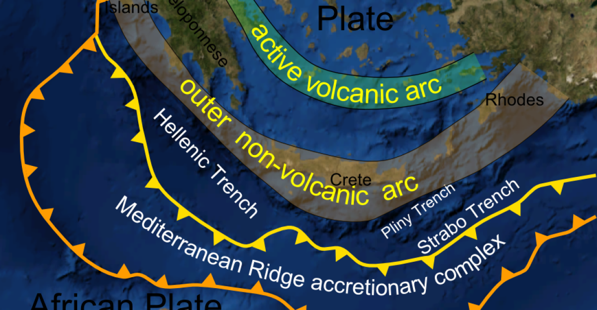 Tectonic map of the Hellenic arc taken from various sources, especially <a rel="nofollow" class="external text" href="http://geodesy.unr.edu/publications/Chamot-rooke_et_al_2005.pdf">Chamot-Rooke et al. 2005</a> based on a screenshot from NASA WorldWind software