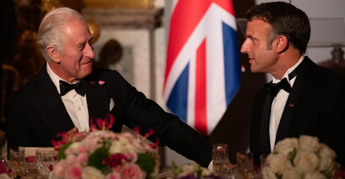 King Charles III was the guest of honor at a State dinner held at the Palace of Versailles and offered by President Emmanuel Macron and his wife Brigitte Macron