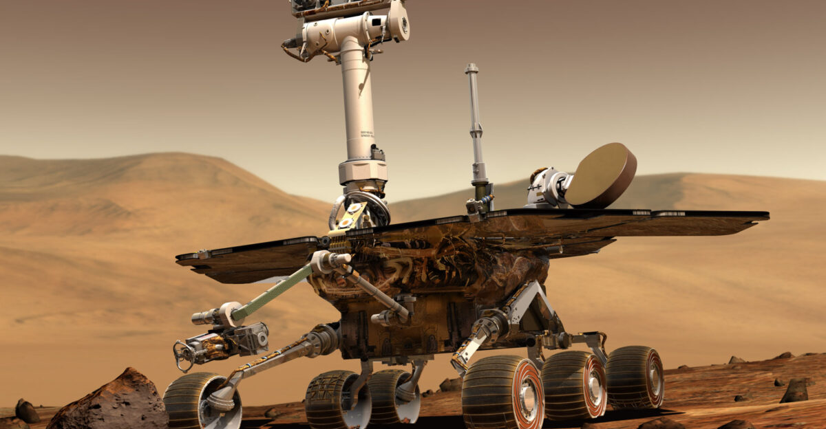 An artist s concept portrays a NASA Mars Exploration Rover on the surface of Mars Rovers Opportunity and Spirit were launched a few weeks apart in 2003 and landed in January 2004 at two sites on Mars Each rover was built with the mobility and toolkit to function as a robotic geologist