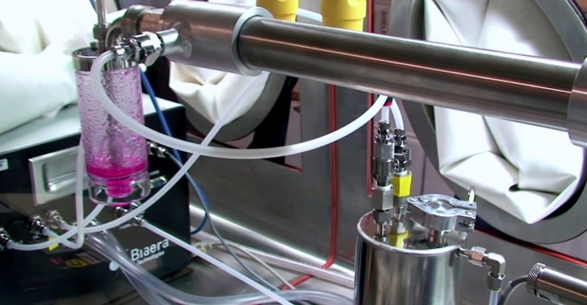 Aerosol control platform inside a Class III Biosafety Cabinet at biosafety level 4 BSL-4 laboratory of the NIAID Integrated Research Facility IRF in Frederick Maryland This image is part of The NIAID Integrated Research Facility in Frederick Maryland video Courtesy National Institute of Allergy and Infectious Diseases