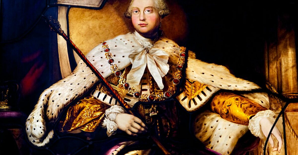Detailed painting of King George III in ornate regalia showcasing historical art