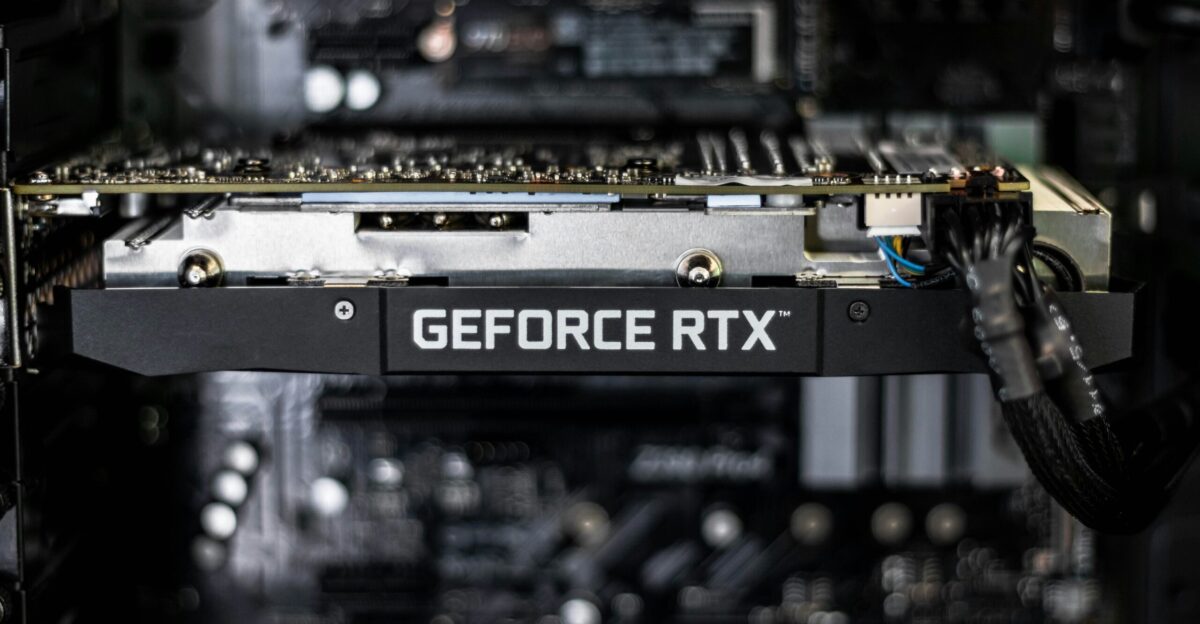selective focus photography of GEFORCE RTX graphics card