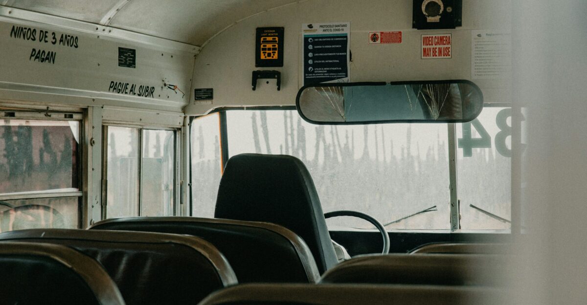 black and gray bus seats
