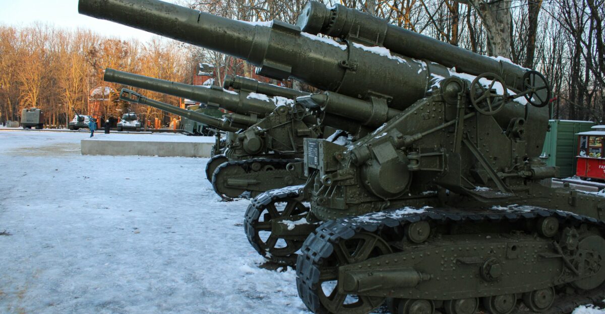 a couple of tanks that are sitting in the snow