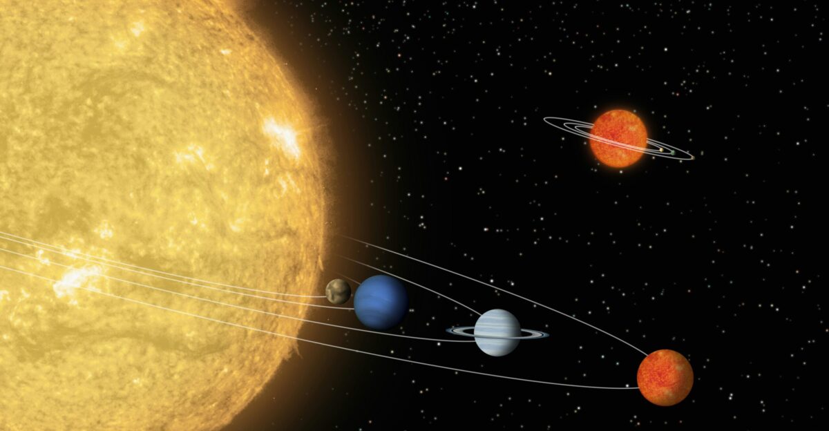 an artist s rendering of the solar system