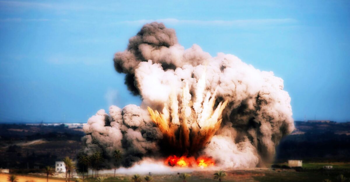 A large cloud of smoke is billowing out of the sky