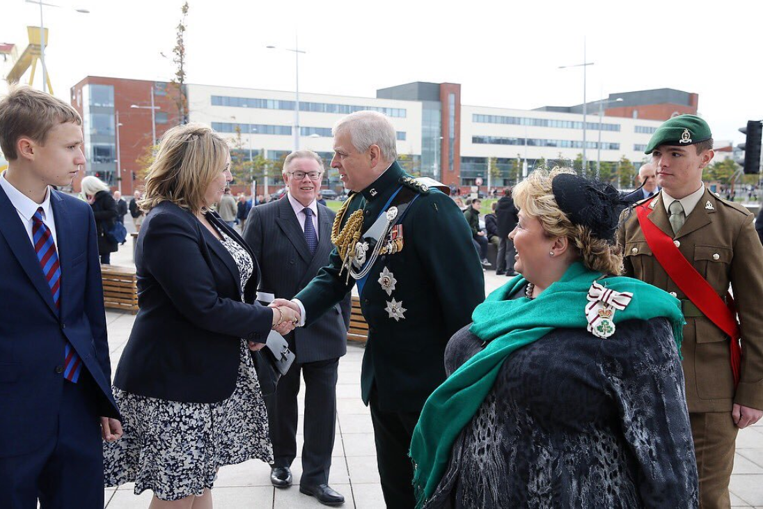 SofS Karen Bradley Honoured to attend the presentation of new Royal Irish Regiment colours at Titanic Slipways this morning in the presence of HRH The Duke of York