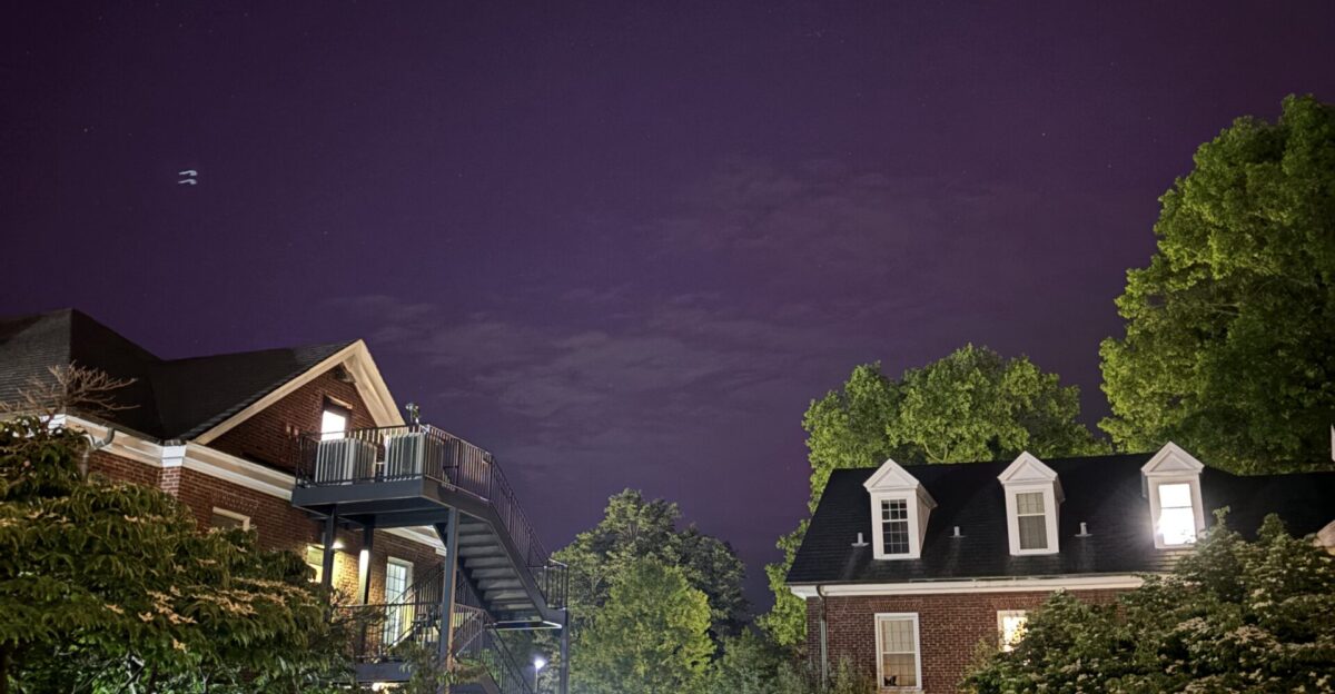 The May 10 2024 solar storms visible from the campus of Centre College in Danville Kentucky