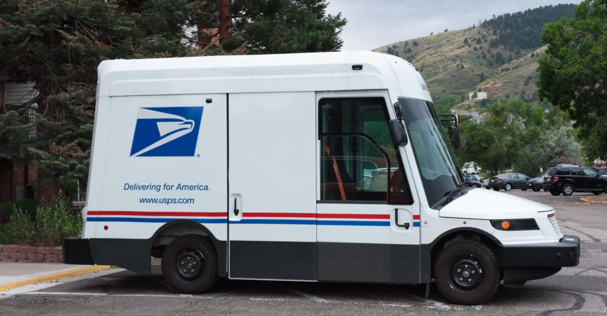 A USPS Oshkosh Next Generation Delivery Vehicle recently distributed to USPS post offices in Golden Colorado