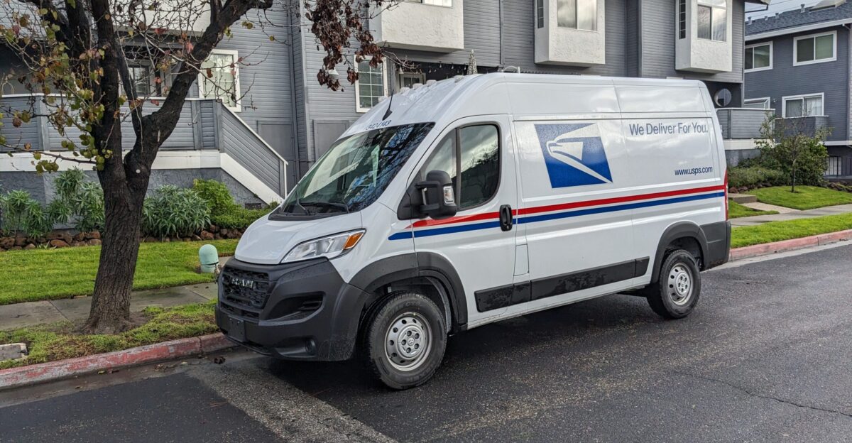 A USPS delivery van parked on Duncanville Court in Campbell California