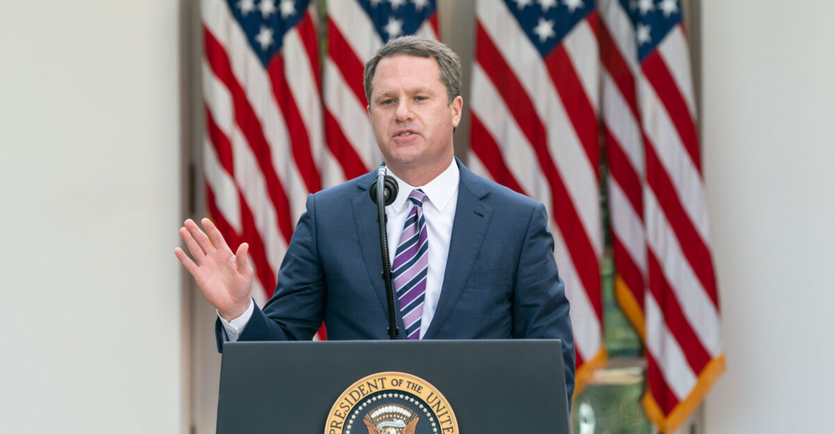 Doug McMillon chief executive Officer of Walmart addresses his remarks at the coronavirus COVID-19 update briefing Monday April 27 2020 in the Rose Garden of the White House Official White House Photo by Andrea Hanks